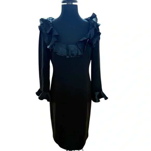 teri jon black dress Stretch Crepe Pearl Trim Cocktail Dress main image 0